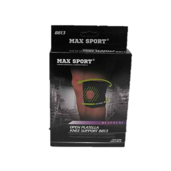 MAX SPORT Neoprene Open Platella Knee Support (Short) [ Made in Taiwan] | One Piece | Size Free  Fixed Size