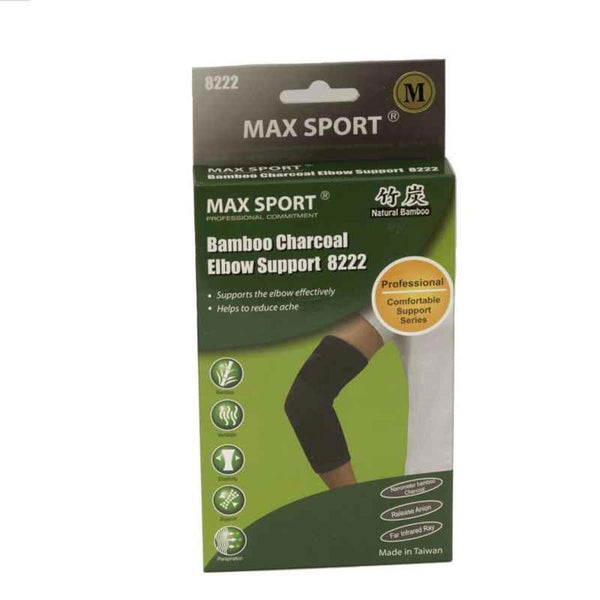 MAX SPORT Bamboo Charcoal Elbow Support, One Piece Measure Round Center  L