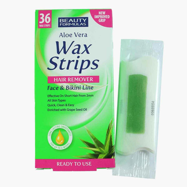 Beauty Formulas Aloe Vera Wax Strips Line Hair Remover Face & Bikini 36pcs  36pcs (18 x 2 s