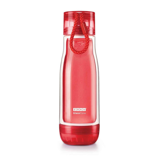 ZOKU Insulated Double-Walled with Suspended Glass Core Bottle 475ml - Red  Fixed Size