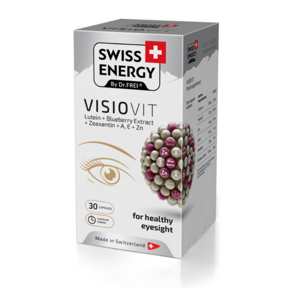 SWISS ENERGY Sustained Release Capsules - Visiovit - Lutein + Blueberry Extract + Zeaxanthin + Ae + Zn- 30 Capsule  25.6g