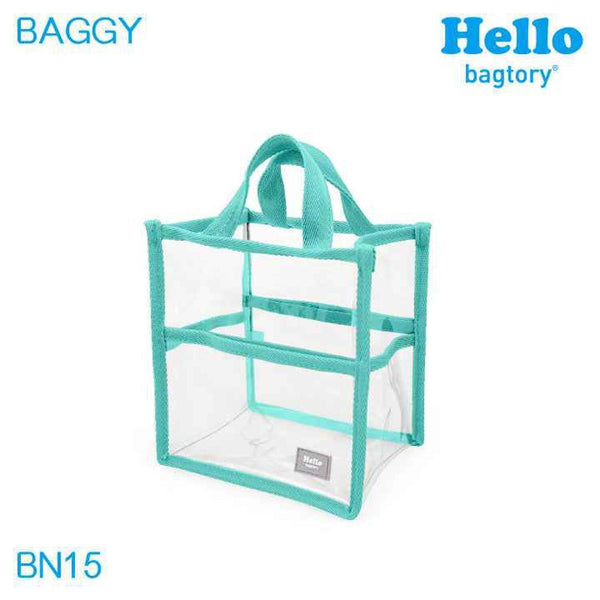 bagtory HELLO Baggy Transparent PVC Bag in Bag Small Tote, Macaron Green, Clear Storage Organizer  Fixed Size