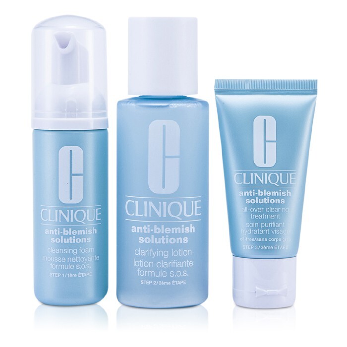 Clinique Anti-Blemish Solutions 3-Step System: Cleansing Foam + Clarifying Lotion + Clearing Treatment 3pcs