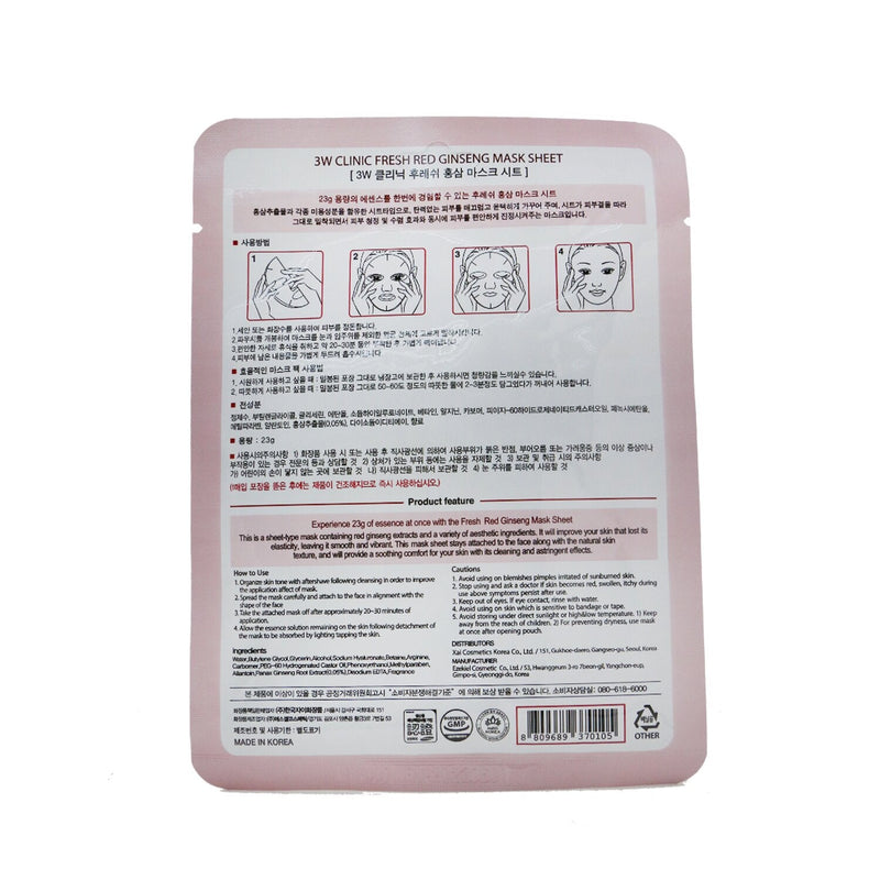 3W Clinic Mask Sheet - Fresh Red Ginseng 