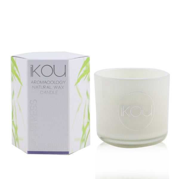 iKOU Eco-Luxury Aromacology Natural Wax Candle Glass - De-Stress (Lavender & Geranium) 
