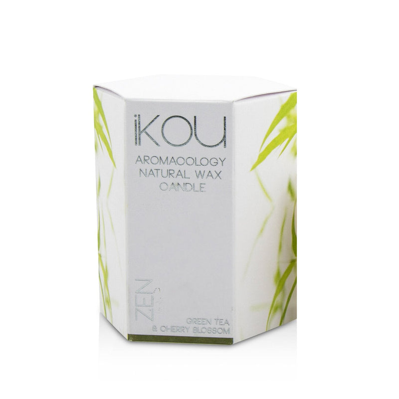 iKOU Eco-Luxury Aromacology Natural Wax Candle Glass - Zen (Green Tea & Cherry Blossom) 