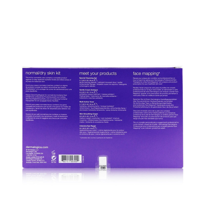 Dermalogica Normal/ Dry Skin Kit: Cleanser + Toner + Smoothing Cream + Exfoliant + Eye Reapir 