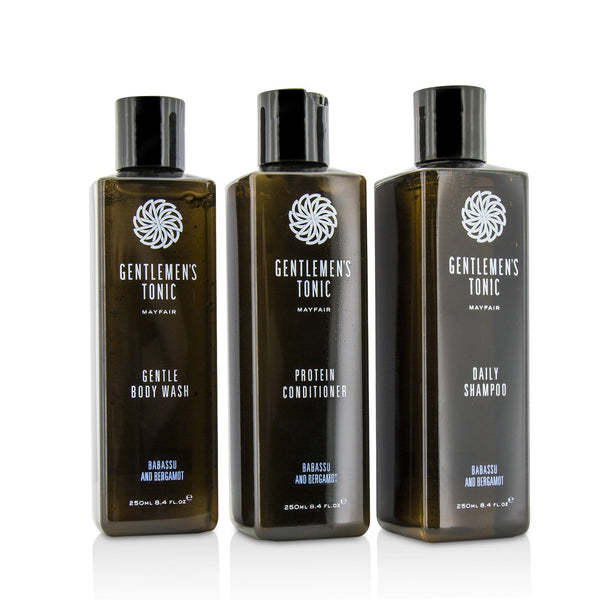 Gentlemen's Tonic Shower Gift Set: Gentle Body Wash 250ml + Daily Shampoo 250ml + Protein Conditioner 250ml 