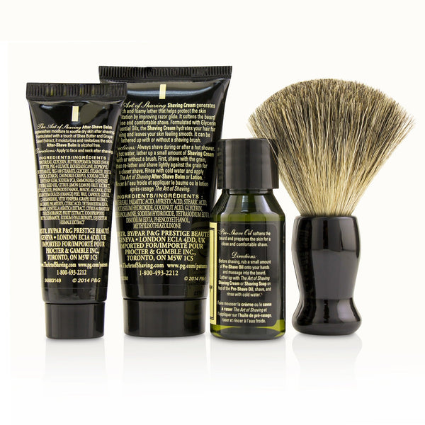 The Art Of Shaving Starter Kit - Unscented: Pre Shave Oil + Shaving Cream + After Shave Balm + Brush + Bag  4pcs + 1 Bag
