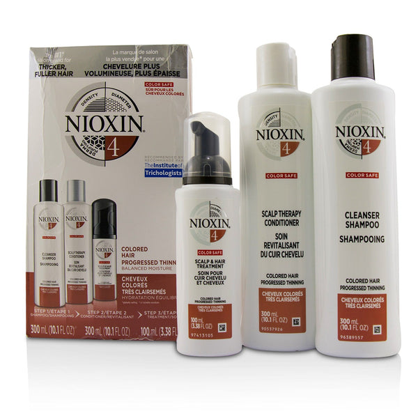 Nioxin 3D Care System Kit 4 - For Colored Hair, Progressed Thinning, Balanced Moisture (Box Slightly Damage  3pcs