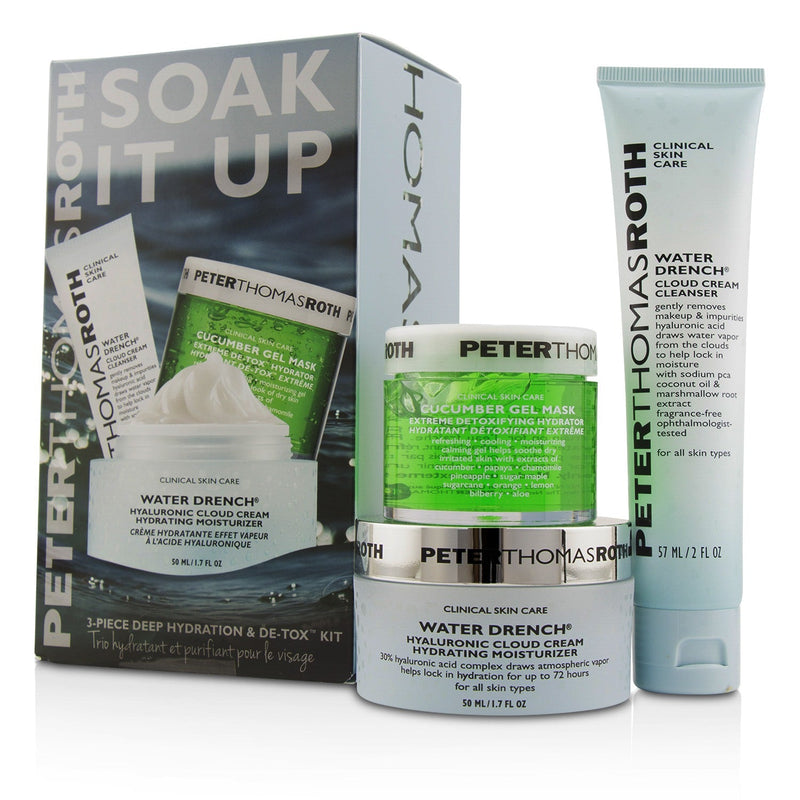 Peter Thomas Roth Soak It Up Kit: Water Drench Cloud Cream Moisturizer 50ml + Water Drench Cloud Cream Cleanser 57ml + Cucumber Gel Mask 50ml 