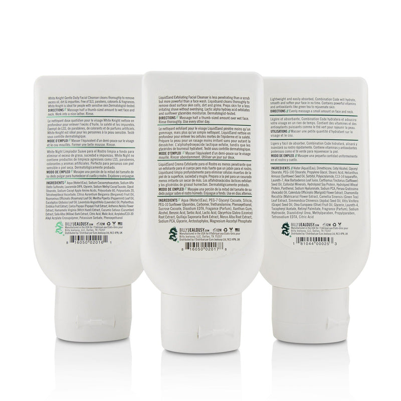 Billy Jealousy Face3Some Kit: Face Moisturizer 88ml + Exfoliating Facial Cleanser 88ml + Gentle Daily Facial Cleanser 88ml  3pcs
