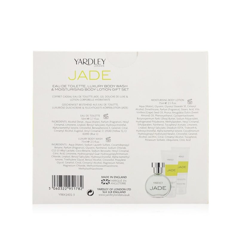 Yardley London Jade Coffret: Eau De Toilette Spray 50ml/1.7oz + Luxury Body Wash 75ml/2.5oz + Moisturising Body Lotion 75ml/2.5oz (Unboxed)  3pcs
