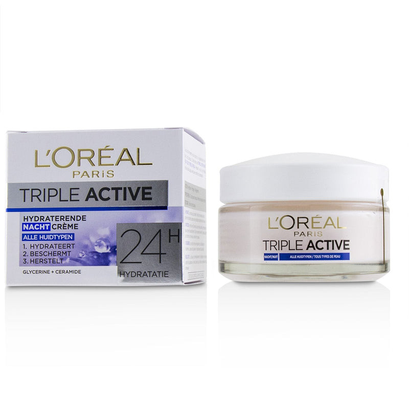 L'Oreal Triple Active Hydrating Night Cream 24H Hydration - For All Skin Types 