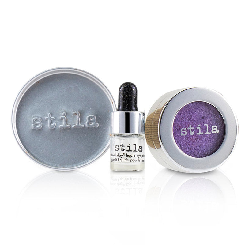 Stila Magnificent Metals Foil Finish Eye Shadow With Mini Stay All Day Liquid Eye Primer - # Metallic Violet  2pcs
