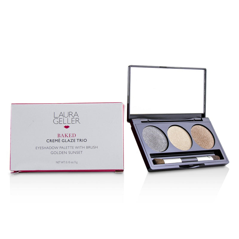 Laura Geller Baked Cream Glaze Trio Eyshadow Palette With Brush - # Golden Sunset 