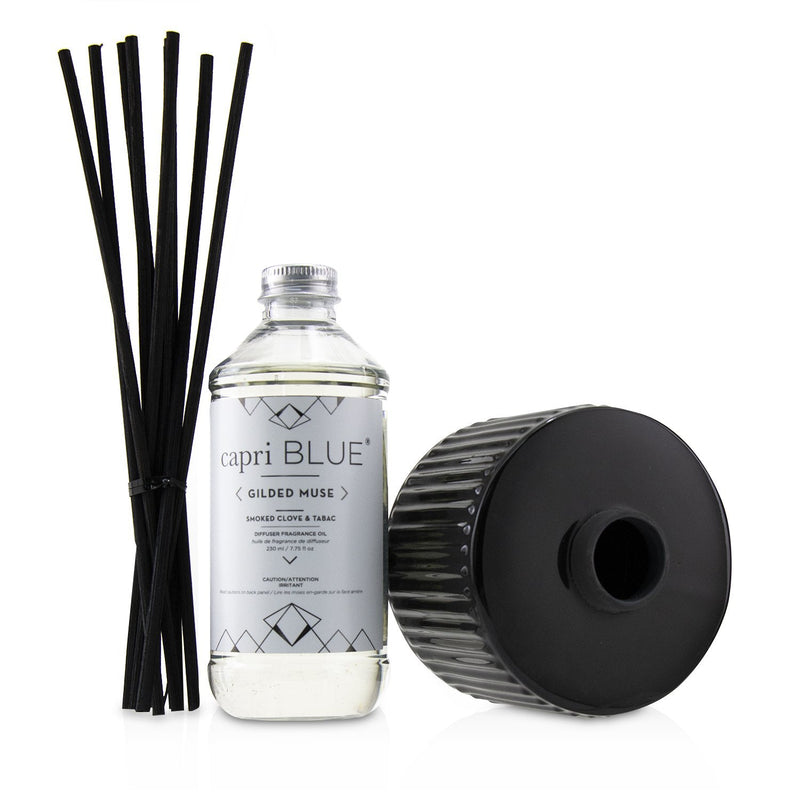 Capri Blue Gilded Muse Reed Diffuser - Smoked Clove & Tabac 