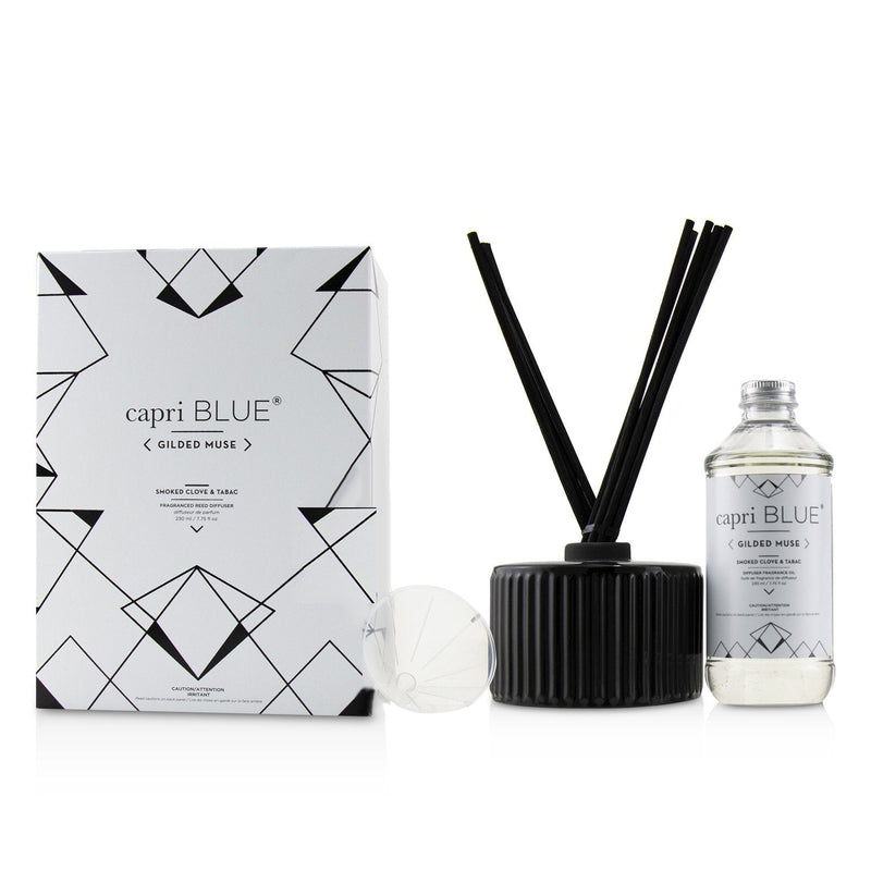 Capri Blue Gilded Muse Reed Diffuser - Smoked Clove & Tabac 