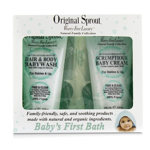 Original Sprout Baby's First Bath Kit: 1x Hair & Body Baby Wash 118ml + 1x Scrumptious Baby Cream 118ml + 1x Comb (For Babies & Up) 