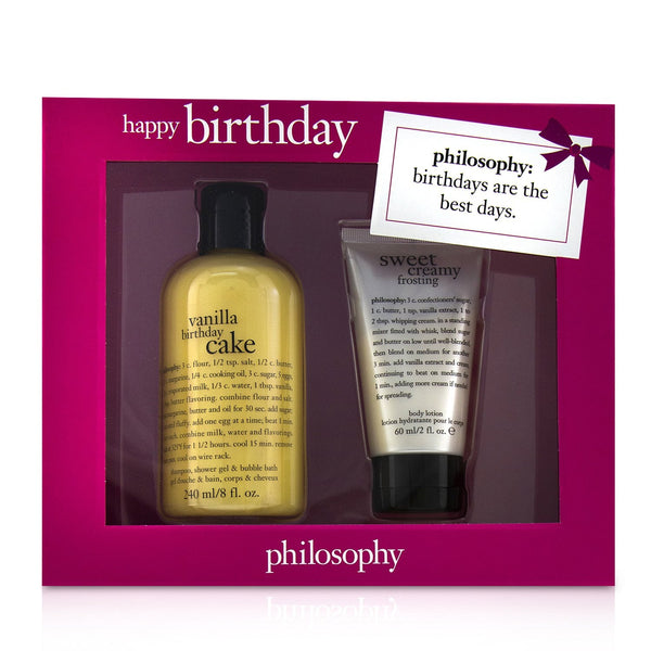 Philosophy Happy Birthday 2-Piece Vanilla Birthday Cake Set 