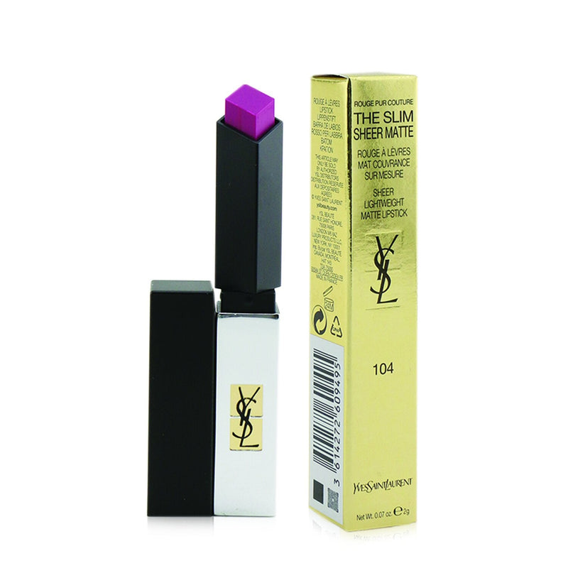 Yves Saint Laurent Rouge Pur Couture The Slim Sheer Matte Lipstick - # 104 Fuchsia Intime  2g/0.07oz