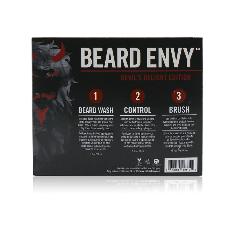 Billy Jealousy Devil's Delight Beard Envy Kit: 1x Beard Wash 88ml + 1x Leave-In Control 88ml + 1x Beard Brush 