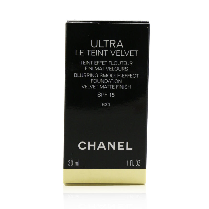 Chanel Ultra Le Teint Velvet Blurring Smooth Effect Foundation, SPF 15,  B30, 1 fl oz/30 ml Ingredients and Reviews