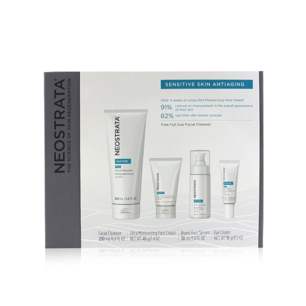 Neostrata Sensitive Skin Antiaging Kit: Restore Cleanser, Restore Face Cream, Restore Face Serum, Restore Eye Cream 