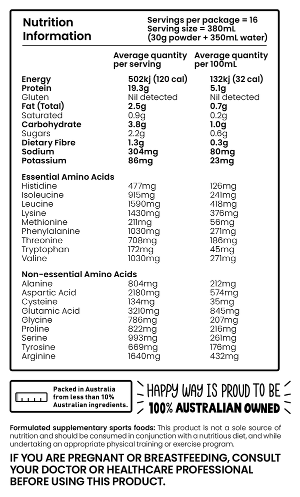 HAPPY WAY Vegan Protein Powder Chocolate Hazelnut 500g