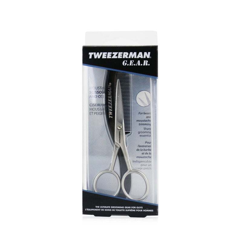 Tweezerman Moustache Scissors & Comb (For Beard & Moustache Trimming) 