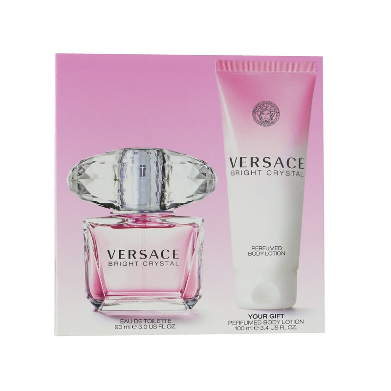 Versace Bright Crystal Coffret: Eau De Toilette Spray 90ml/3oz + Perfumed Body Lotion 100ml/3.4oz 