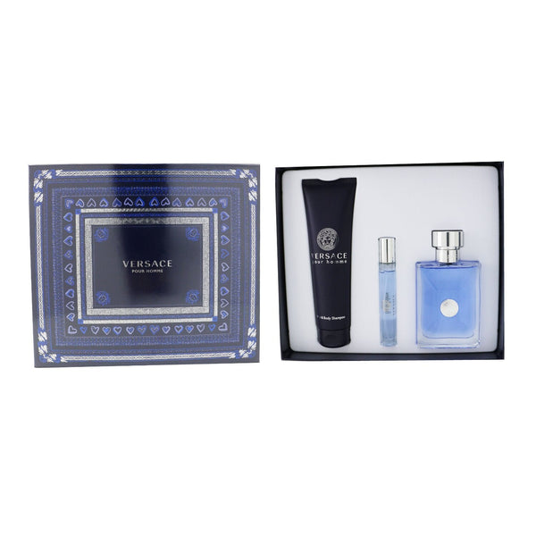 Versace Versace Pour Homme Coffret: Eau De Toilette Spray 100ml/3.4oz + Eau De Toilette Spray 10ml/0.3oz + Hair & Body Shampoo 150ml/5oz 