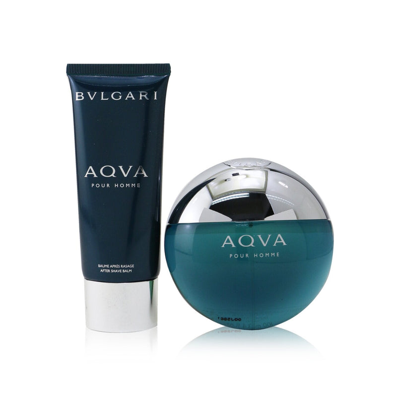 Bvlgari Aqva Pour Homme Coffret: Eau De Toilette Spray 100ml/3.4oz + After Shave Balm 100ml/3.4oz + Pouch  2pcs+Pouch