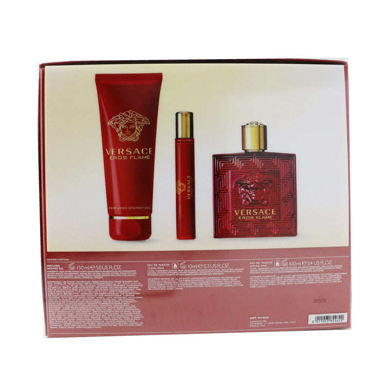 Versace Eros Flame Coffret: Eau De Parfum Spray 100ml/3.4oz + Eau De Parfum Spray 10ml/0.3oz + Shower Gel 150m/5oz 
