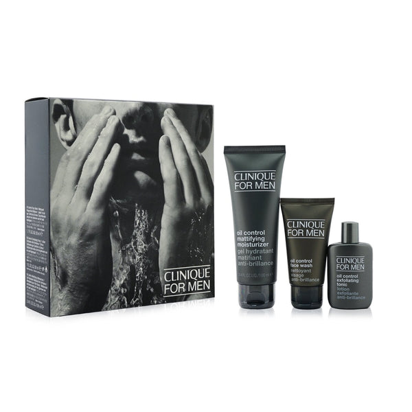 Clinique Great Skin For Men Oil Control 3-Pieces Set : Face Wash 50ml +  Exfoliating Tonic 30ml + Mattifying Moisturizer 100ml 