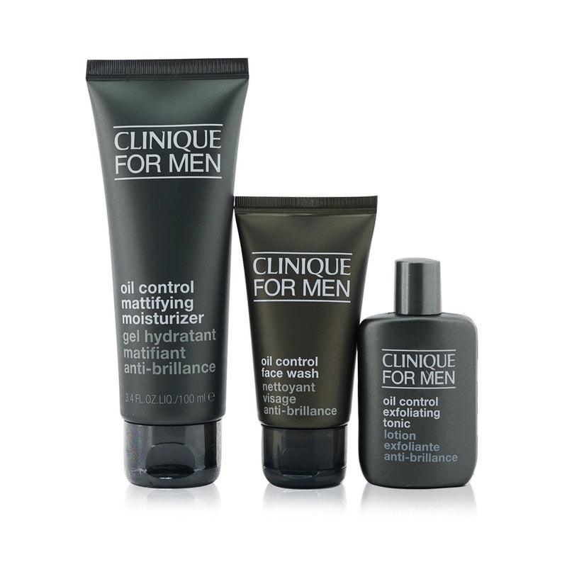 Clinique Great Skin For Men Oil Control 3-Pieces Set : Face Wash 50ml +  Exfoliating Tonic 30ml + Mattifying Moisturizer 100ml 