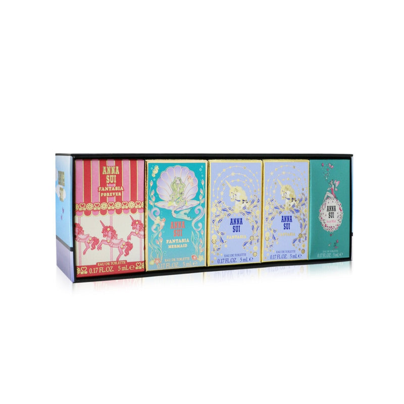 Anna Sui Compact Miniature Coffret: Secret Wish Eau De Toilette 5ml + Fantasia Eau De Toilette 5ml x2 + Fantasia Mermaid Eau De Toilette 5ml + Fantasia Forever Eau De Toilette 5ml  5pcs