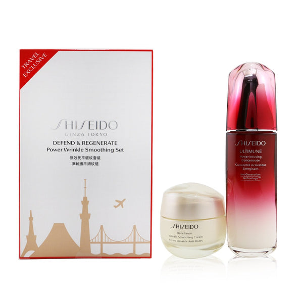 Shiseido Defend & Regenerate Power Wrinkle Smoothing Set: Ultimune Power Infusing Concentrate N 100ml + Benefiance Wrinkle Smoothing Cream 50ml 
