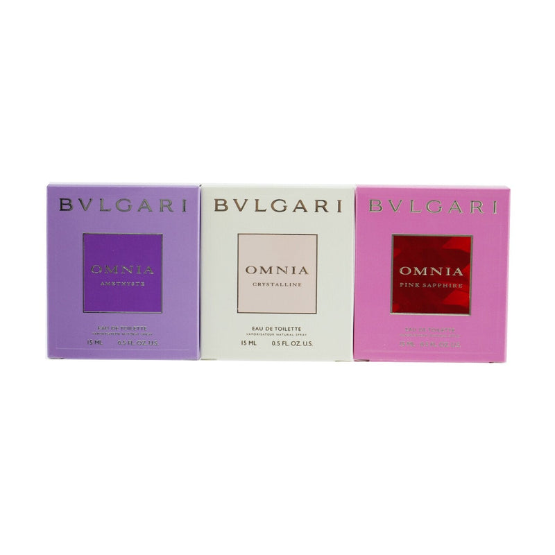 Bvlgari The Omnia Jewel Charms Collection: Amethyste Eau De Toilette Spray + Crystalline Eau De Toilette Spray + Pink Sapphire Eau De Toilette Spray 