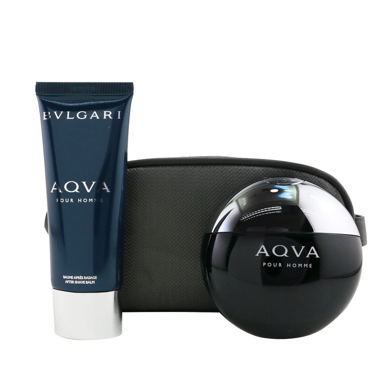 Bvlgari Aqva Pour Homme Coffret: Eau De Toilette Spray 100ml/3.4oz + After Shave Balm 100ml/3.4oz + Pouch  2pcs+Pouch