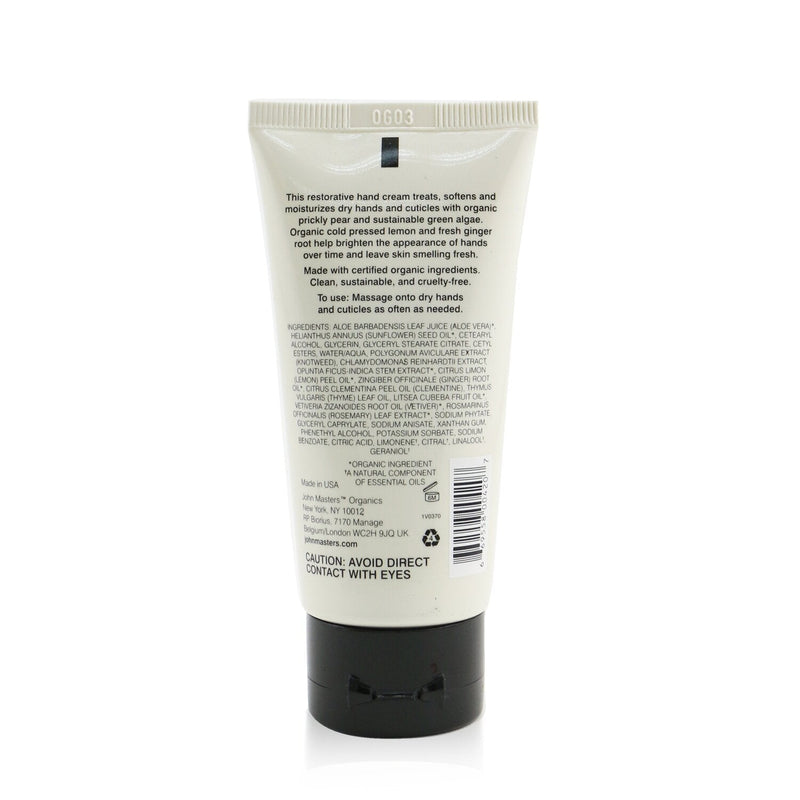 John Masters Organics Hand Cream With Lemon & Ginger  60ml/2oz