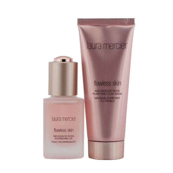 Laura Mercier Rose Ritual Purifying & Nourishing Glow Set: 1x Flawles Skin Infusion De Rose Purifying Clay Mask - 75g/2.5oz + 1x Flawless Skin Infusion De Rose Nourishing Oil - 30ml/1oz 