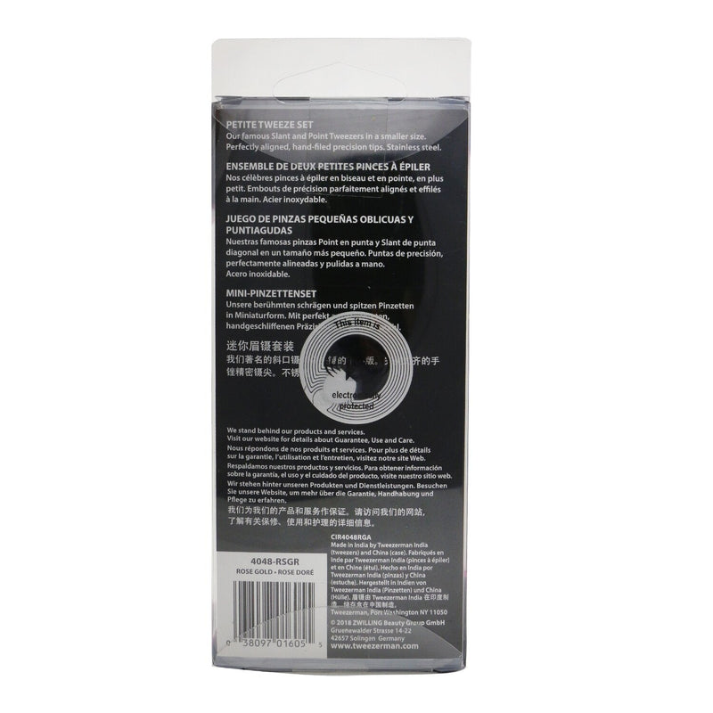 Tweezerman Rose Gold Petite Tweeze Set (1x Slant Tweezer, 1x Point Tweezer) 