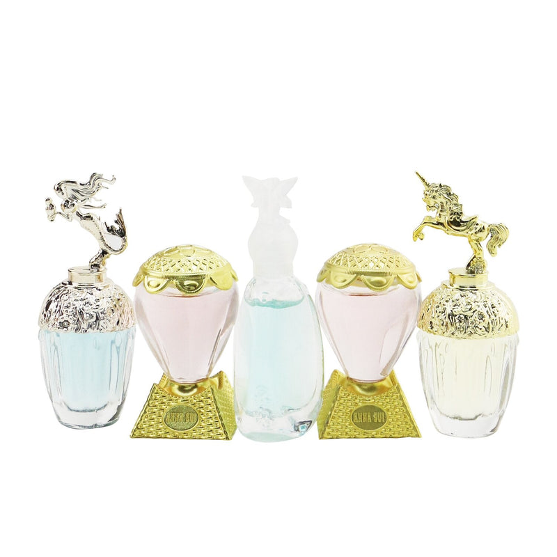 Anna Sui Miniature Coffret: Fantasia EDT 5ml + Fantasia Mermaid EDT 5ml + Sceret Wish EDT 5ml + 2x Sky EDT 5ml + Pouch  5pcs+Pouch