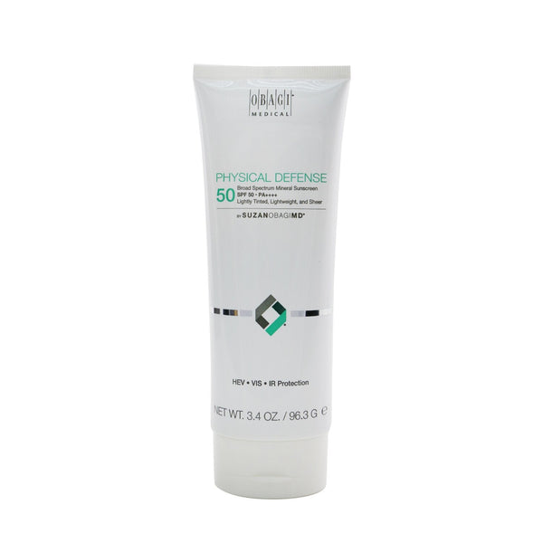Obagi SUZANOBAGIMD Physical Defense Broad Spectrum Mineral Sunscreen SPF 50 PA+++ (Lightly Tinted, Lightweight, & Sheer)  96.3g/3.4oz