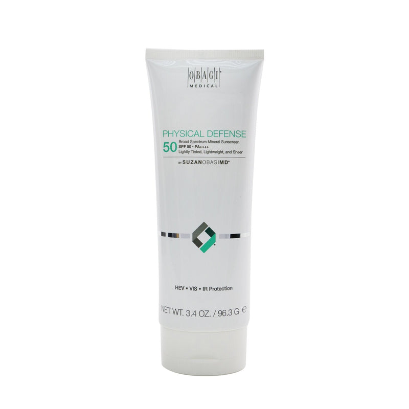 Obagi SUZANOBAGIMD Physical Defense Broad Spectrum Mineral Sunscreen SPF 50 PA+++ (Lightly Tinted, Lightweight, & Sheer)  96.3g/3.4oz