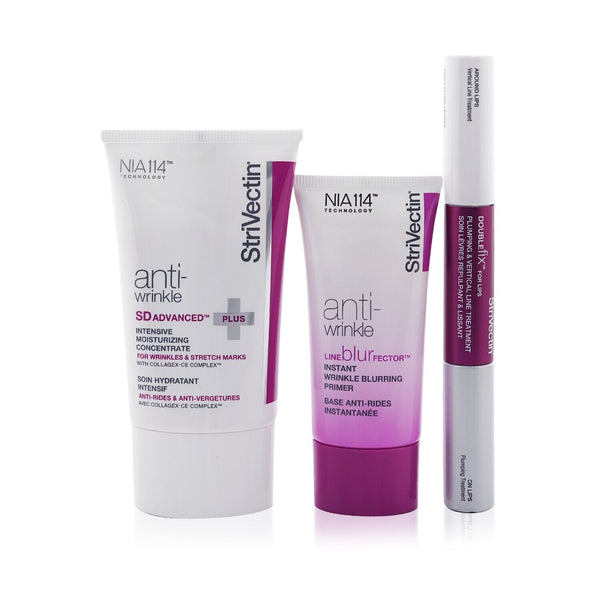 StriVectin Smart Smoothers Full Size Trio Set: Intensive Moisturizing Concentrate 60ml + Instant Wrinkle Blurring Primer 30ml + Lips Plumping & Vertical Line Treatment 2x5ml  3pcs