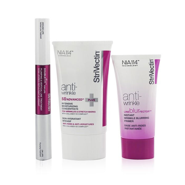 StriVectin Smart Smoothers Full Size Trio Set: Intensive Moisturizing Concentrate 60ml + Instant Wrinkle Blurring Primer 30ml + Lips Plumping & Vertical Line Treatment 3pcs 2x5ml