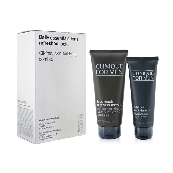 Clinique Men Cleanse + Hydrate Set: Face Wash Oily Skin Formula 200ml + Oil-Free Moisturizer 100ml  2pc