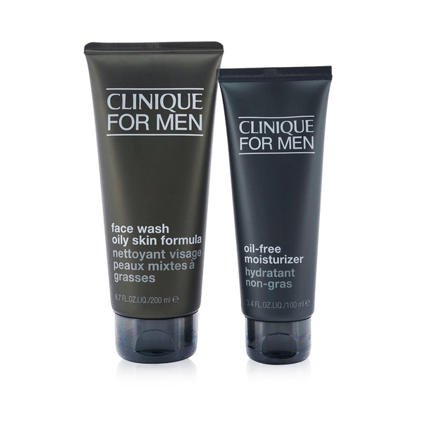 Clinique Men Cleanse + Hydrate Set: Face Wash Oily Skin Formula 200ml + Oil-Free Moisturizer 100ml  2pc